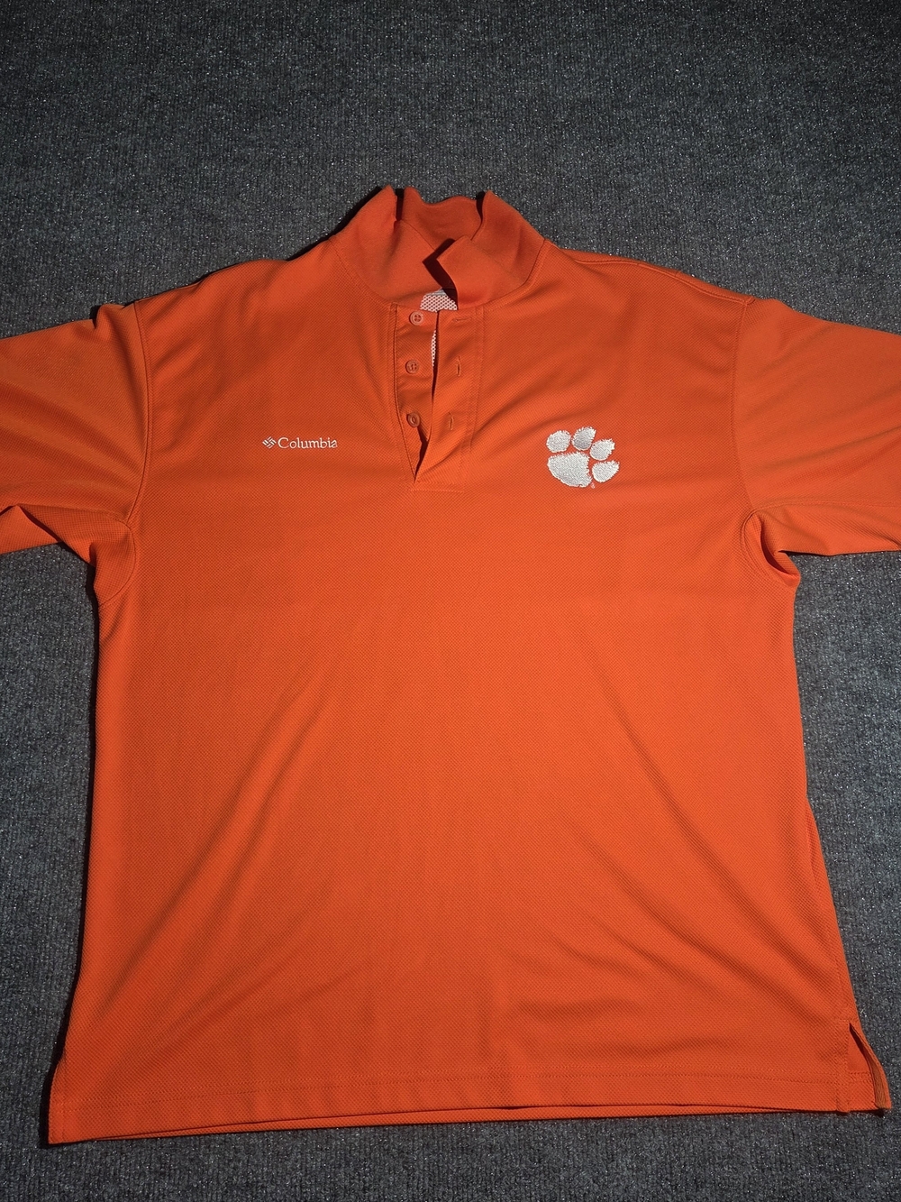 Columbia PFG Clemson Tigers Polo Shirt Mens Medium Orange S/S Omni-Shade Golf